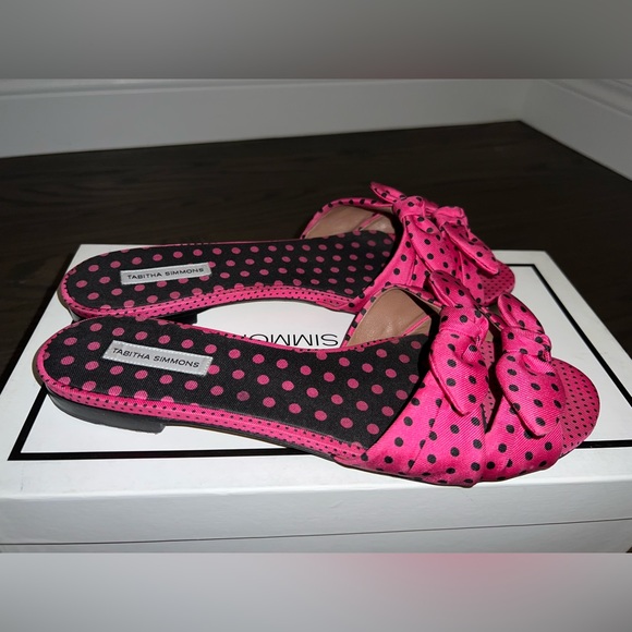 Size 40 - Tabitha Simmons Pink Cleo Polka dots bow slippers - Picture 7 of 12